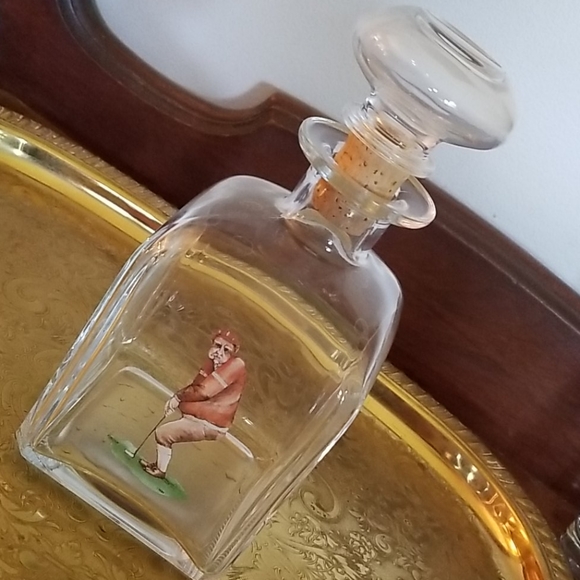 Vintage Golf Decanter & Gold Rimmed Glasses Barware Set & Cocktail Napki… - Picture 3 of 15